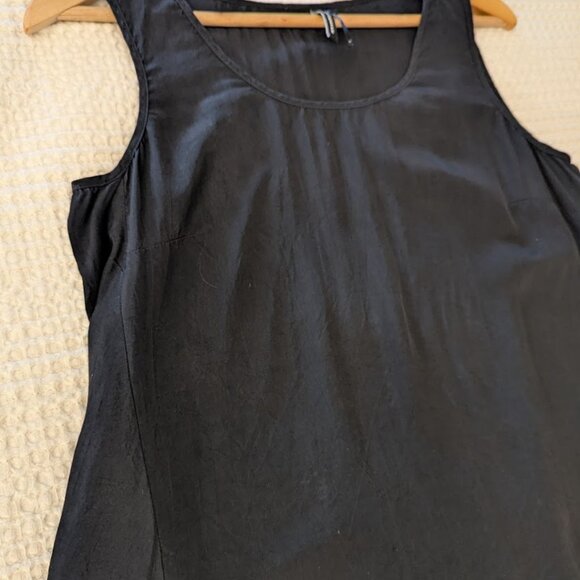 Stella Carakasi Asymmetric Black Tank Top Natural Lux Cupro Blend - Picture 8 of 11